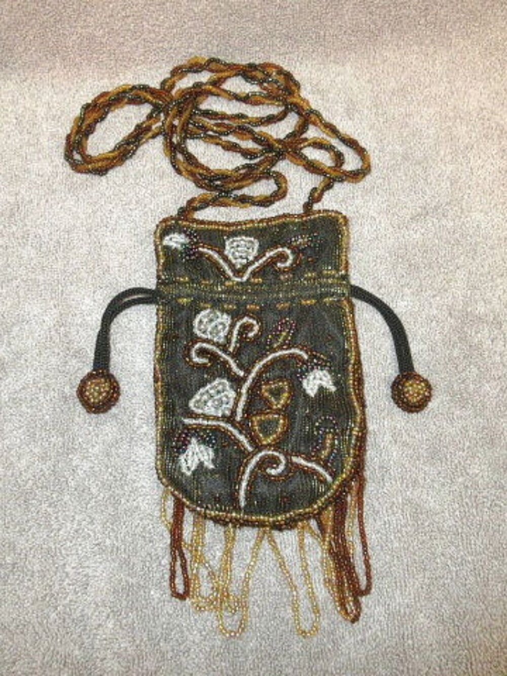 Antique Glass Beaded Mesh Purse Shoulder Crossbody Reticule Flapper Victorian